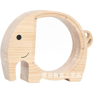 Wooden <b>Elephant</b> Piggy Bank Solid Wood Coin Storage Jar For Children Desktop Ornament <b>Gift</b> - Product Image 1