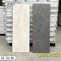 Revêtement de sol stratifié effet marbre, aspect carrelage céramique brillant gris et blanc, résistant à l'eau, 8 mm et 12 mm, pour cuisine