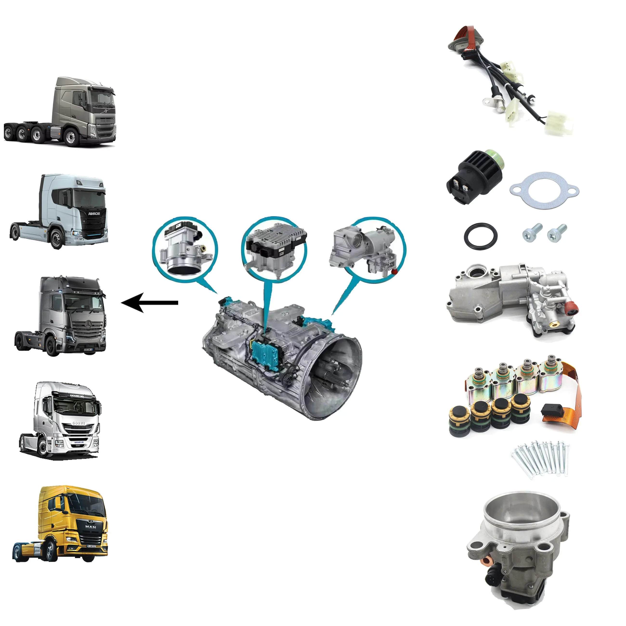 Bagian Gearbox truk untuk ZF transmisi otomatis atau Manual untuk VOLVO SCANIA MERCEDES BENZ aksesoris truk berat