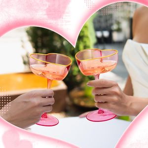ชุดแก้วไวน์รูปหัวใจสีชมพูแบบเรียบง่ายสไตล์ยุโรป DAMAI แก้วไวน์แดงสำหรับงานปาร์ตี้ ตกแต่งโต๊ะ - Product Image 6
