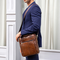 Sac à Bandoulière Messenger en Cuir Véritable pour Hommes, Mallette Professionnelle pour Ordinateur Portable, Sac à Main, Type Fermeture Éclair