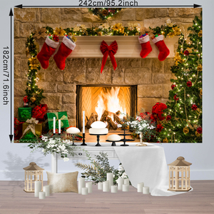Nền cho studio ảnh giáng sinh vlog Banner Trang trí Phông Nền Chụp Ảnh giáng sinh giáng sinh trang trí lò sưởi - Product Image 5