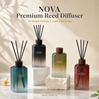 NOVA Diffuseur de parfum en verre haut de gamme personnalisé pour la maison, formule d'huile longue durée, diffusion de parfum naturelle, sans BPA