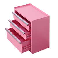 Boîte à outils extérieure personnalisée rose, étanche, avec revêtement en poudre de fer, tiroirs verrouillables, légère, 3 compartiments, pour atelier, rangement, maquillage
