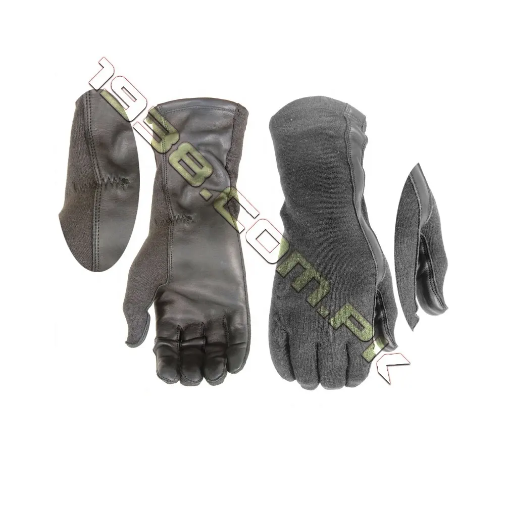 Gloves with Nomex and Leather Palms Fire Resistance Wrist Cover Long Sleeve Flyer Flight Flying Pilot Flight Gloves