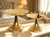 Support de plateau en métal texturé martelé, plateau de présentation multi-usages pour desserts, bijoux, décoration de table de mariage ou de fête