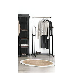 ICARE DOUBLE ROD COAT HANGER CM 84X42 H. 90/170 CHROME ET NOIR - Product Image 1