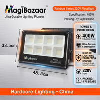 Projecteur de sécurité ultra-mince 400W SMD avec détecteur de mouvement PIR, étanche IP65 pour extérieur, éclairage de jardin LED 400 Watts