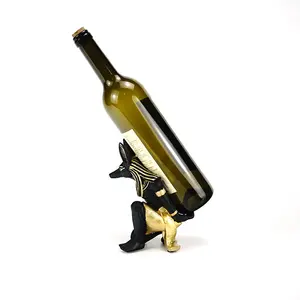 Soporte de mesa para botella egipcia, soporte de vino para encimera, estatua artística de diseño moderno Anubis, estante de almacenamiento perfecto para botellas de vino