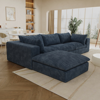 Canapé nuage moderne de style européen de 118,2 pouces en tissu velours côtelé, sièges profonds, design double couche, coussins amovibles, canapé-lit pour villa