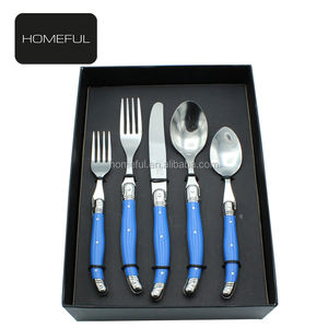 Ensemble de couteaux à steak <span class=keywords><strong>Laguiole</strong></span> en acier inoxydable écologique avec manche en ABS bleu-pour <span class=keywords><strong>vaisselle</strong></span> ou cadeaux - Product Image 1