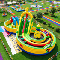 Parcours d'obstacles gonflable géant en PVC avec toboggan, château gonflable pour activités sportives, pour plusieurs joueurs, installation facile