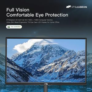 Stgaubron จอแสดงผล LED 24นิ้วแบบเอียงตามหลักสรีรศาสตร์สำหรับเล่นเกม FHD 1920x1080P 99% sRGB สำหรับ VGA 100Hz REFRESH Rate - Product Image 5