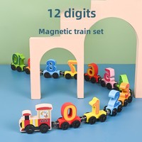 Train magnétique en bois avec alphabet, 12 sections, blocs de construction éducatifs pour enfants de 5 à 7 ans, unisexe