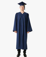 Ensemble robe et toque de graduation unisexe Mondon Matte sans pompon, bleu marine, taille unique