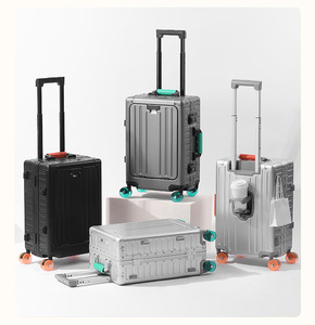Maleta de Viaje de Aluminio de 20/24 Pulgadas con Compartimento Frontal para Portátil, Maleta Rígida sin Cierre con Ruedas Giratorias de Colores - Product Image 3