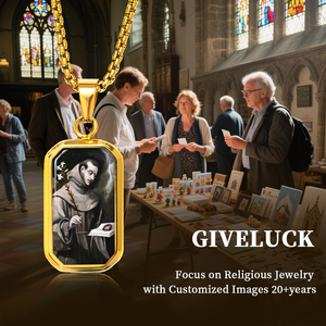 Mặt dây chuyền hình bát giác chữ nhật Thánh Anthony khắc logo tùy chỉnh, mặt sau khắc chữ, dành cho Thánh bảo trợ đồ vật bị mất & phép lạ - Product Image 6