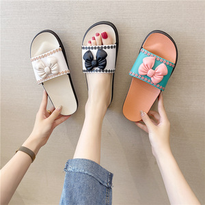 Jolies sandales féminines pantoufles pour femmes avec toboggans d'intérieur bowknot filles - Product Image 5