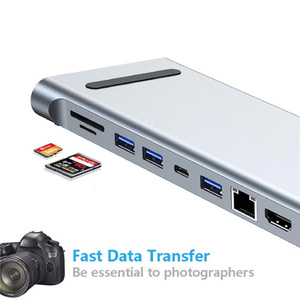 Hub USB Tipo C 12 en 1 con 2 Puertos HDTV, Adaptador Multipuerto, Estación de Acoplamiento, USB 3.0, 4K HDTV, RJ45, SD/TF, VGA, PD para Laptop, MacBook, <span class=keywords><strong>iPad</strong></span> - Product Image 6