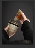 Tasse à espresso en céramique japonaise conique à paroi épaisse de 100 ml avec base, adaptée à un usage domestique et aux cafés