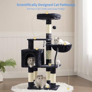 <span class=keywords><strong>Arbre</strong></span> à <span class=keywords><strong>chat</strong></span> moderne haut de gamme avec structure d'escalade et mur à gratter en feutre - Étagère à plusieurs niveaux, design avancé, emballé en carton - Product Image 4