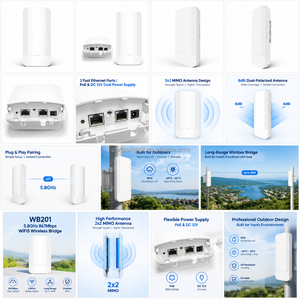 Pont sans fil extérieur 802.11AC 5,8 GHz Wi-Fi 5 867 Mbps avec antenne à gain élevé 8 dBi et double port RJ45 10/100 Mbps, portée jusqu'à 0,5 km - Product Image 2