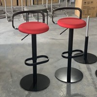 Tabouret de bar minimaliste en cuir véritable réglable en hauteur avec structure en acier inoxydable, chaise de bar de luxe pour la maison, tabouret de bar haut minimaliste moderne