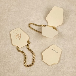 Cartes d'affichage de bijoux multi-styles en papier texture vanille avec feuille d'or pour boucles d'oreilles collier perle emballage haut de gamme - Product Image 2