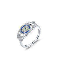 Turc Lucky Eye Rings Bague en argent sterling S 925 Blue Cubic Zircon Fashion Rings Sterling Silver