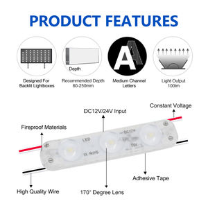 Module LED 12V 2835 étanche IP65 100lm pour éclairage de lettres lumineuses et panneaux publicitaires - Product Image 3