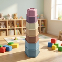 Ensemble de blocs empilables en silicone de qualité alimentaire personnalisable, jouet éducatif sans BPA, respectueux de l'environnement, gobelets hexagonaux sensoriels pour enfants