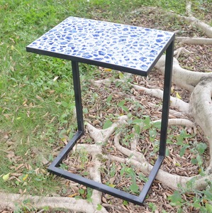 Tavolino Laterale in Metallo con Piedi Decorati a Mosaico per Esterni e Tempo Libero - Product Image 5