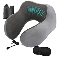 Oreiller de voyage en mousse à mémoire de forme pour le cou, support portable rempli d'air, massage doux, voiture confortable, logo personnalisé pour l'extérieur