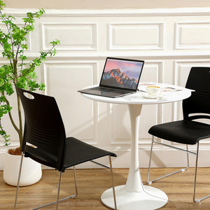 Chaises d'invités en plastique noires avec base en métal pour salle de conférence, bureau, réception - Product Image 2