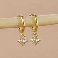 Agent de dropshipping Shopify : Boucles d'oreilles pendantes en laiton plaqué or et zircon, style romantique, best-seller