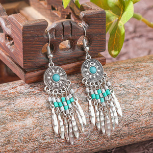 Pendientes Colgantes Bohemios para Mujer, de Aleación, Plateados en Plata Antigua, con Forma de Flor, Joyería para Fiesta, Accesorio de Moda - Product Image 3