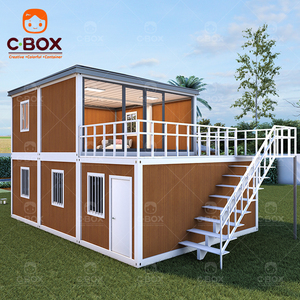 Nhà biệt thự container lắp ghép hiện đại cao cấp Cbox, thiết kế di động, 2 tầng, cầu thang ngoài trời, chất liệu thép. - Product Image 1