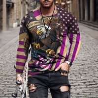 Nouvelle Tendance : T-shirt Vintage en Polyester Tricoté pour Homme avec Impression Numérique, Manches Longues, Motif Unique, Fitness