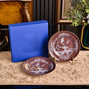 Assiette à dessert en porcelaine italienne rétro de 6,7 pouces, motif floral, multicolore, peinte à la main, assiette à apéritif en céramique avec boîte cadeau - Product Image 5