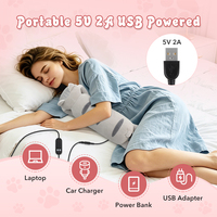 Coussin chauffant USB en peluche chat gris pour soulager les crampes menstruelles, les douleurs cervicales, dorsales, lombaires et abdominales chez la fille, portable pour la maison et le bureau
