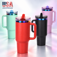Logo personnalisé 40OZ arc-en-ciel gobelet poignée en acier inoxydable sous vide Sport de plein air PROTOUR FLIP STRAW TUMBLER tasses de voyage tasses