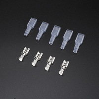 Conector de terminal de crimpado de resorte de 6.3mm con contacto de latón y cubierta transparente ignífuga para arnés de cableado automotriz, juego macho y hembra