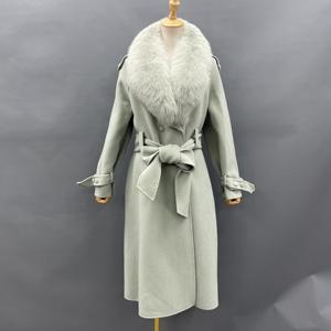 Popular Cashmere Winter Autumn <strong>Ladies</strong> Long Casual Korean Women Big Fur Collar Coat Women <strong>UK</strong> - Product Image 5