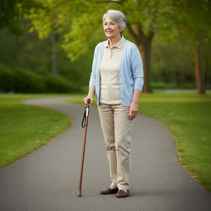 Canne de marche pliable pour seniors, canne en aluminium pliable avec sangle, couleur bronze, hauteur réglable 82-92 cm, PEPE Mobility P10005 - Product Image 2