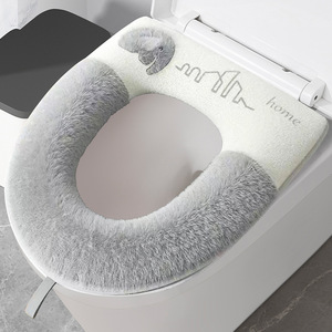 Toilet Seat Cover Pink Elephant Design With Handle For Home Use Autumn Winter Warm Comfortable Waterproof PU Back - Product Image 2