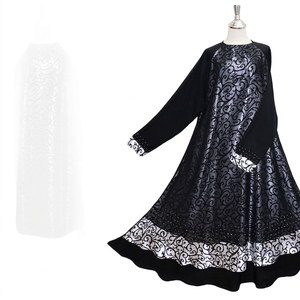 New Fashion 2023 Women's Muslim Dress Puffy Sleeves Printed Abaya Kaftan Moroccan Islamic Kimono Handmade Embroidery Traditional - Product Image 1