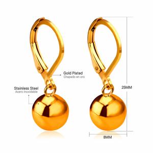 Boucles d'oreilles créoles de haute qualité, best-seller, plaquées or 18 carats, en acier inoxydable, avec boule, pour femmes - Product Image 1