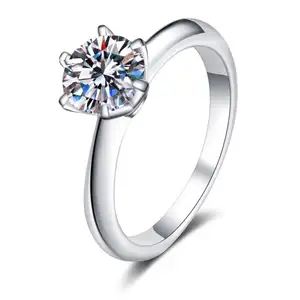 Model populer s925 anel de noivado 3 karat moissanite perak murni cincin pertunangan untuk wanita