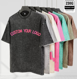 Personaliza tu Propio Logotipo en Camisetas Extra Grandes de Algodón 100% para Hombre, Estilo Vintage Lavado, para Primavera y Verano - Product Image 1