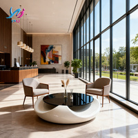 Table basse de luxe en fibre de verre, moderne, européenne, durable, écologique, convertible, personnalisable, avec rangement ajouré, pour la maison